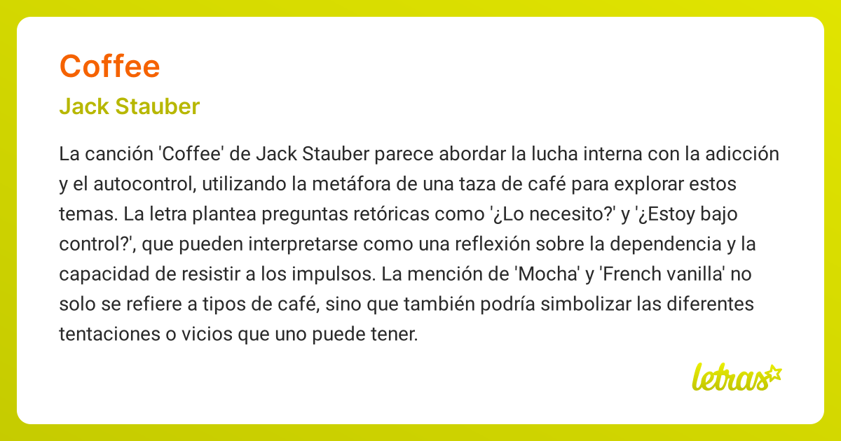 Significado de la canción COFFEE (Jack Stauber)