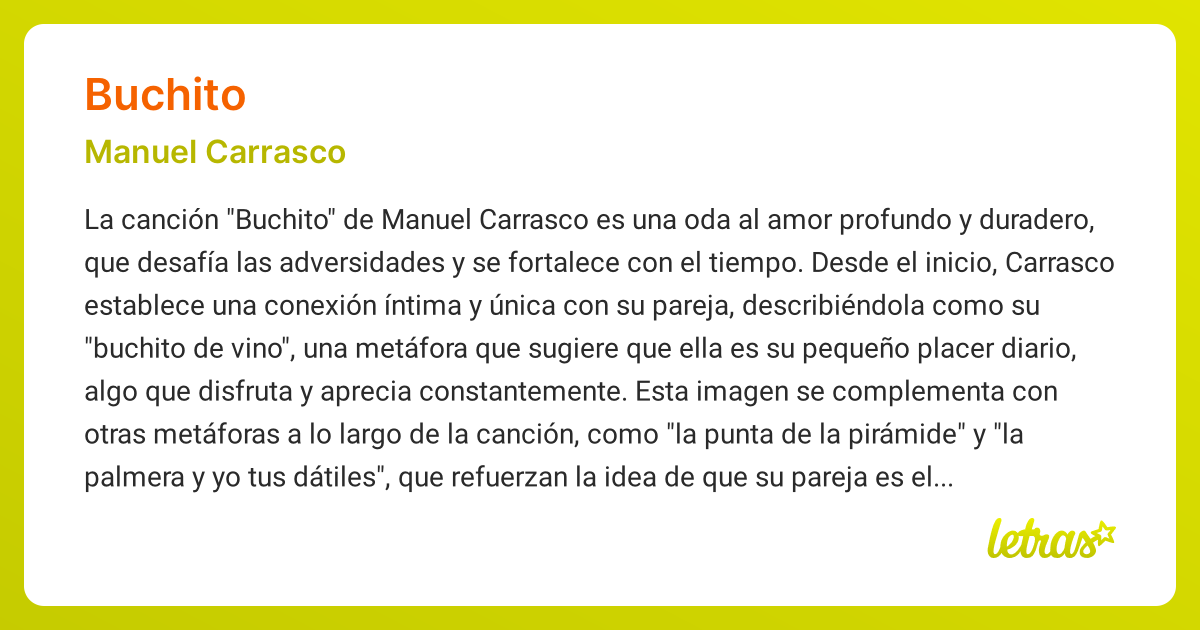 Significado de la canción BUCHITO (Manuel Carrasco) - LETRAS.COM
