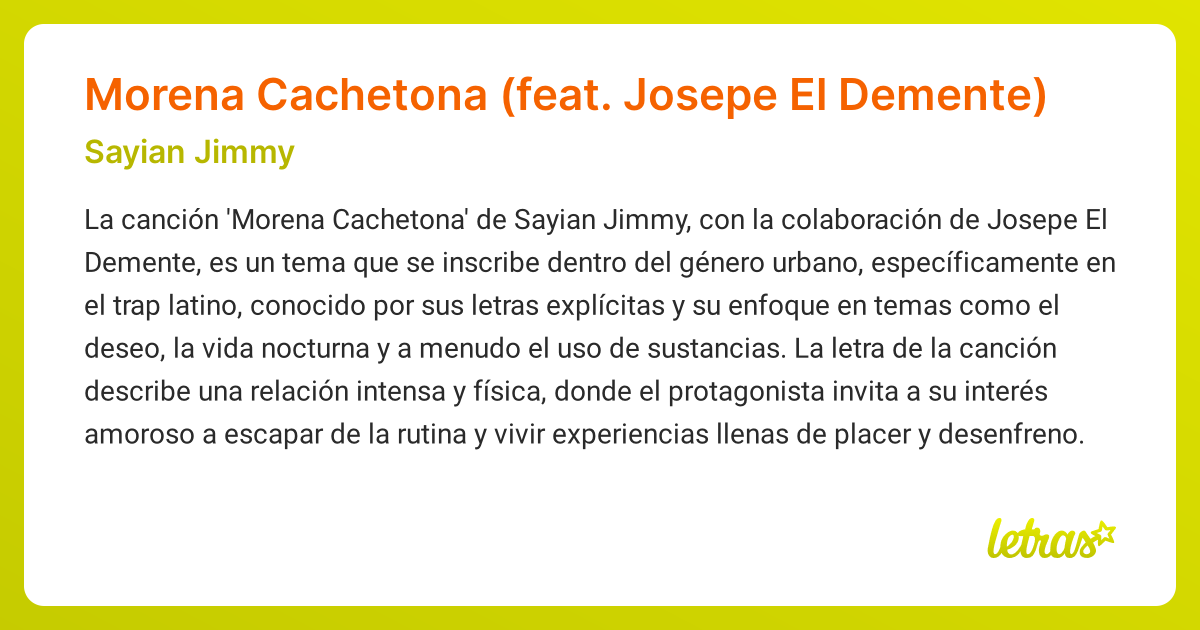 Significado de la canción Morena Cachetona (feat. Josepe El Demente ...