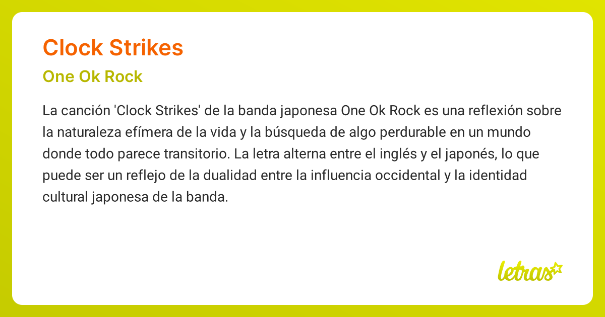 Significado de la canción CLOCK STRIKES (One Ok Rock)