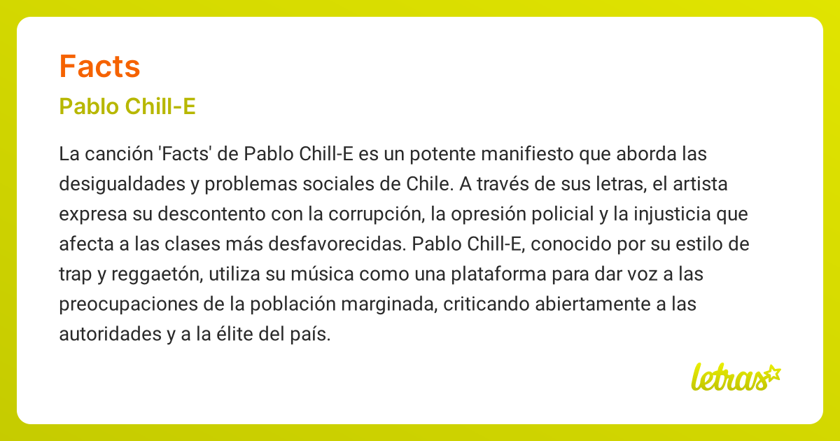 Significado de la canción FACTS (Pablo Chill-E) - LETRAS.COM