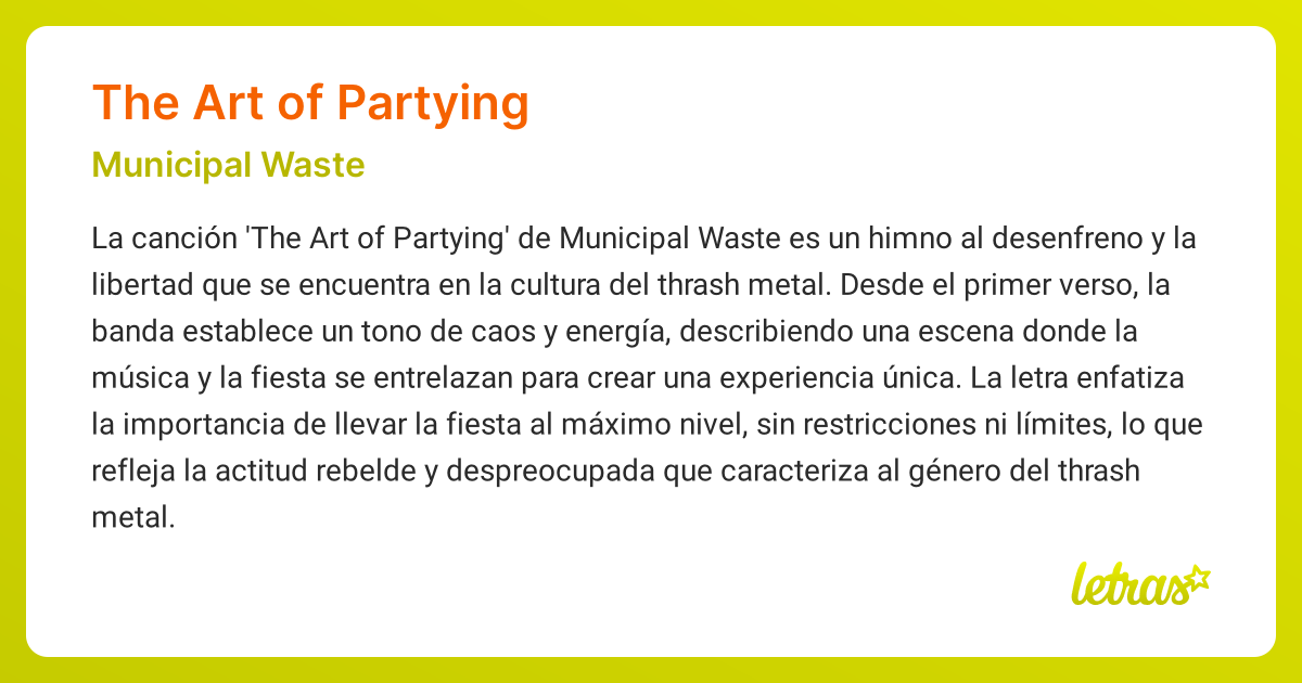 Significado de la canción THE ART OF PARTYING (Municipal Waste ...