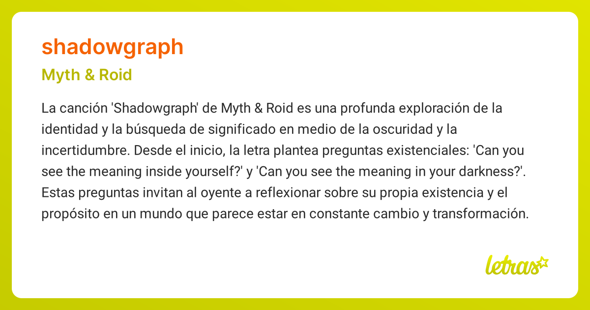 Significado de la canción SHADOWGRAPH (Myth & Roid) - LETRAS.COM