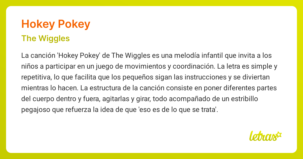 Significado de la canción HOKEY POKEY (The Wiggles)