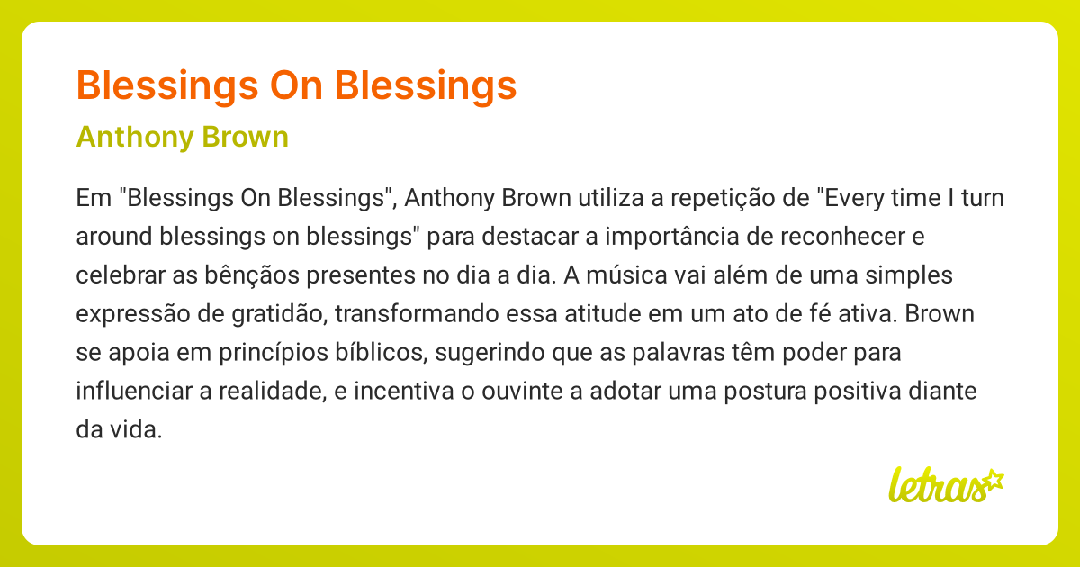 Significado da música BLESSINGS ON BLESSINGS (Anthony Brown) - LETRAS ...