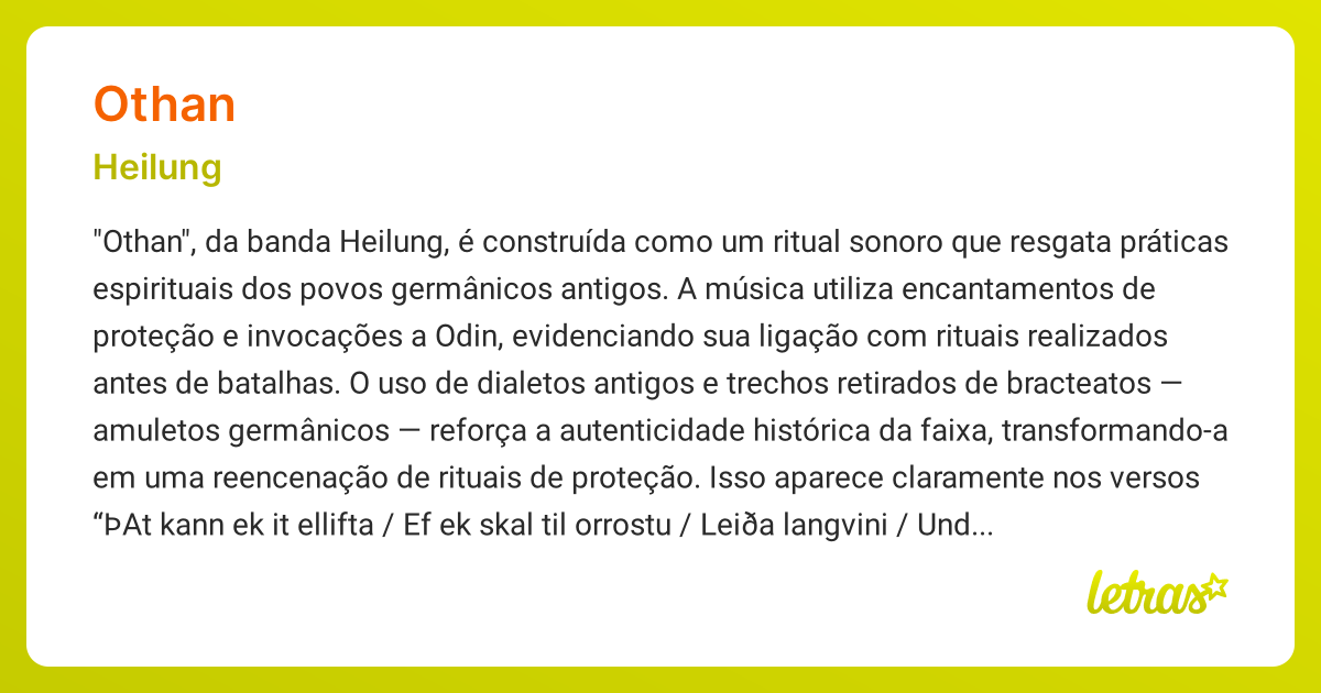 Significado da música OTHAN (Heilung) - LETRAS.MUS.BR