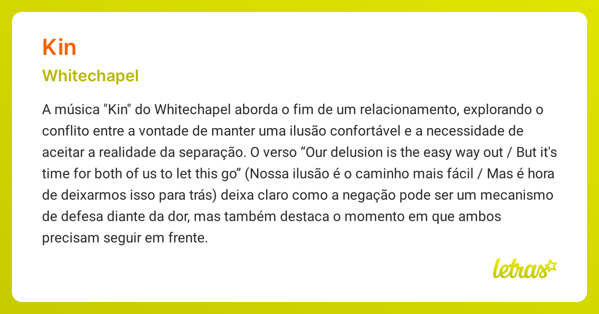 Significado da música KIN (Whitechapel) - LETRAS.MUS.BR