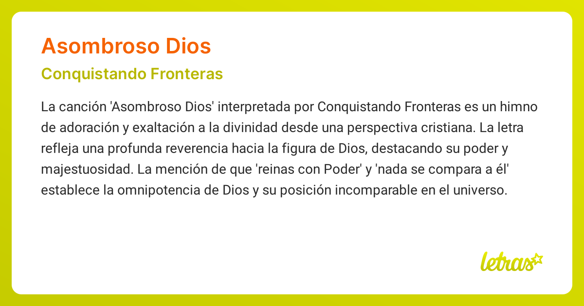 Significado de la canción ASOMBROSO DIOS (Conquistando Fronteras ...