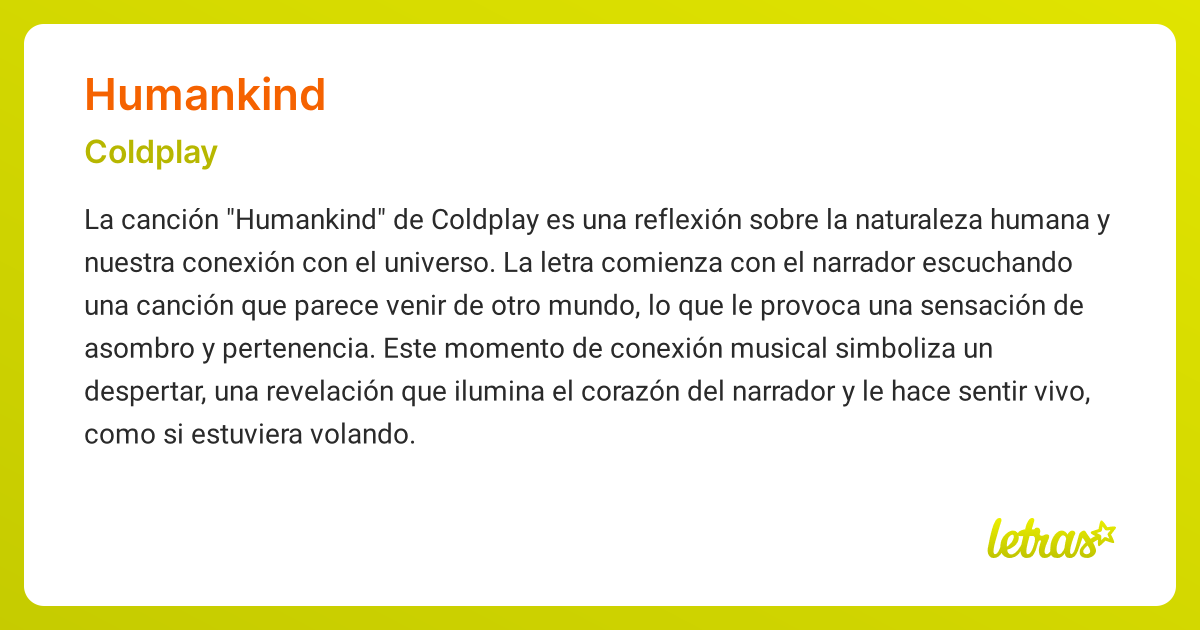 Significado de la canción HUMANKIND (Coldplay)