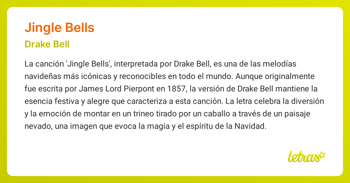 Significado de la canción JINGLE BELLS (Drake Bell)