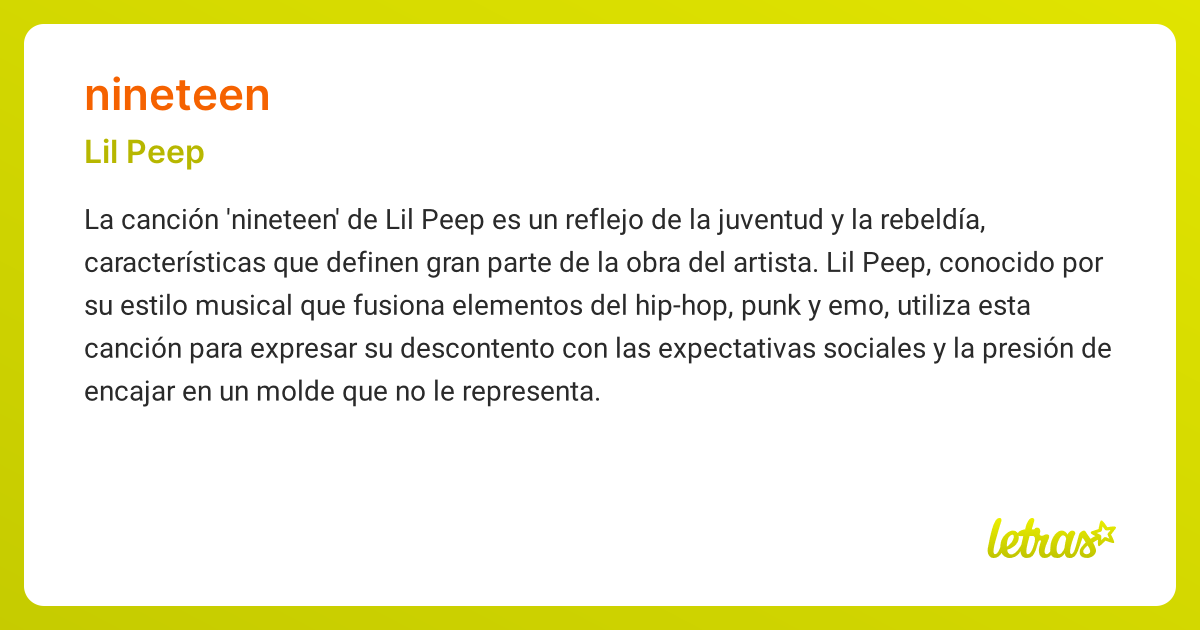 Significado de la canción NINETEEN (Lil Peep) - LETRAS.COM