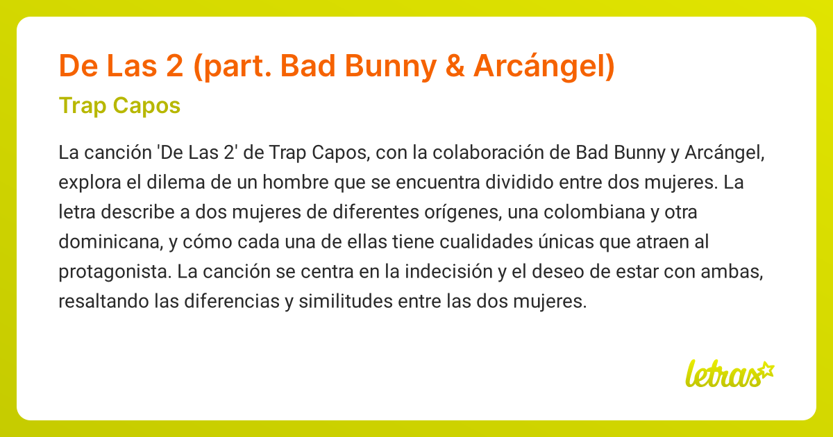Significado de la canción De Las 2 (part. Bad Bunny & Arcángel) (Trap ...