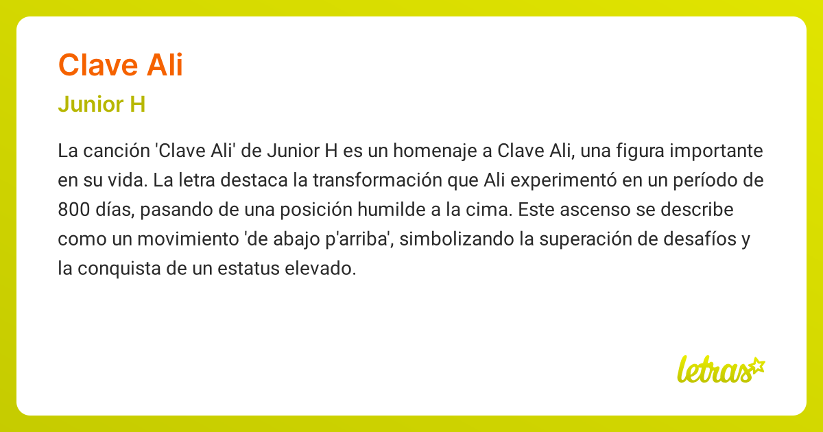 Significado de la canción CLAVE ALI (Junior H)