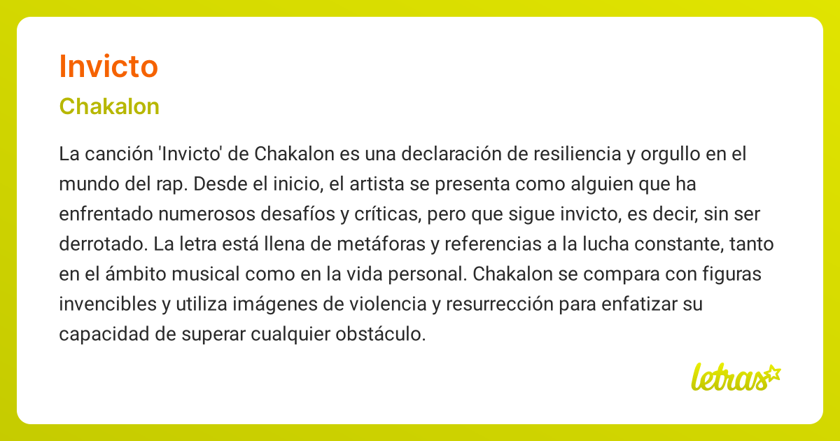 Significado de la canción INVICTO (Chakalon) - LETRAS.COM