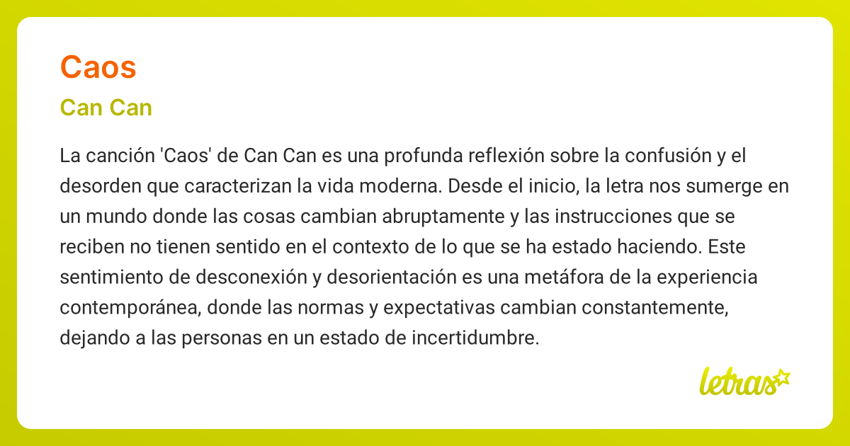 Significado de la canción CAOS (Can Can) - LETRAS.COM