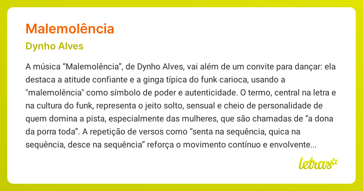 Significado da música MALEMOLÊNCIA (Dynho Alves) - LETRAS.MUS.BR