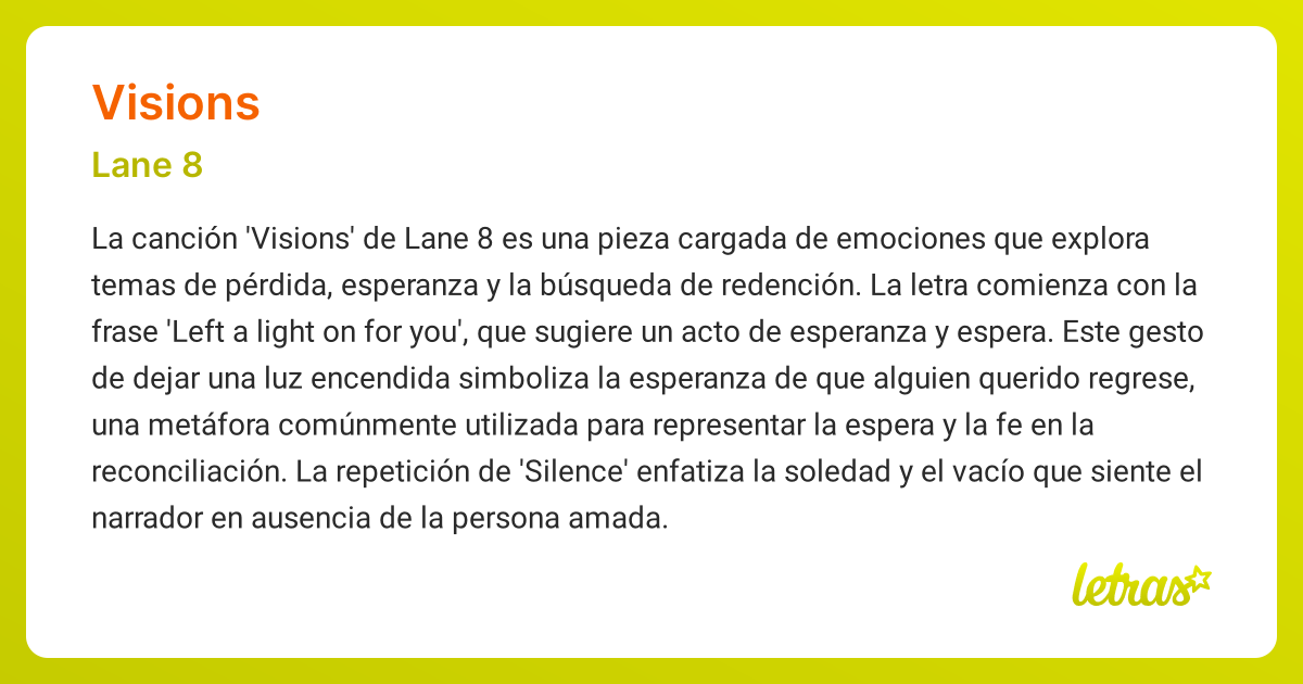 Significado de la canción VISIONS (Lane 8) - LETRAS.COM