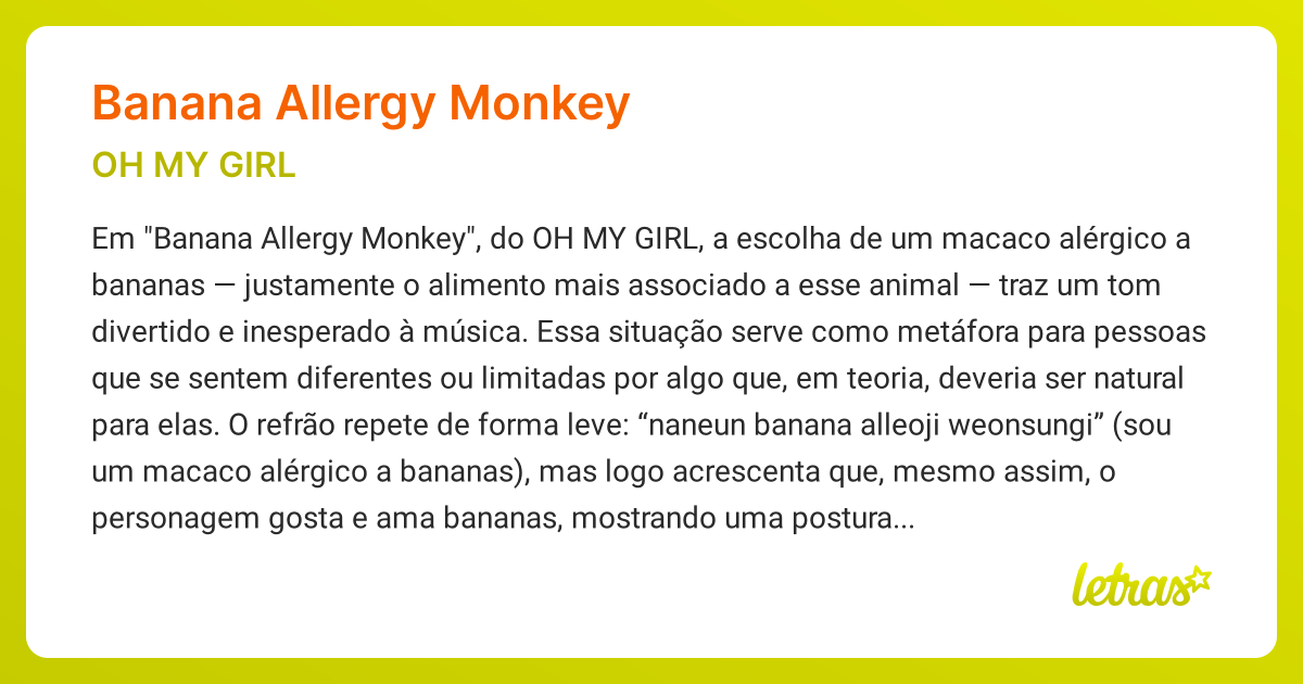 BANANA ALLERGY MONKEY (SIGNIFICADO) Oh My Girl