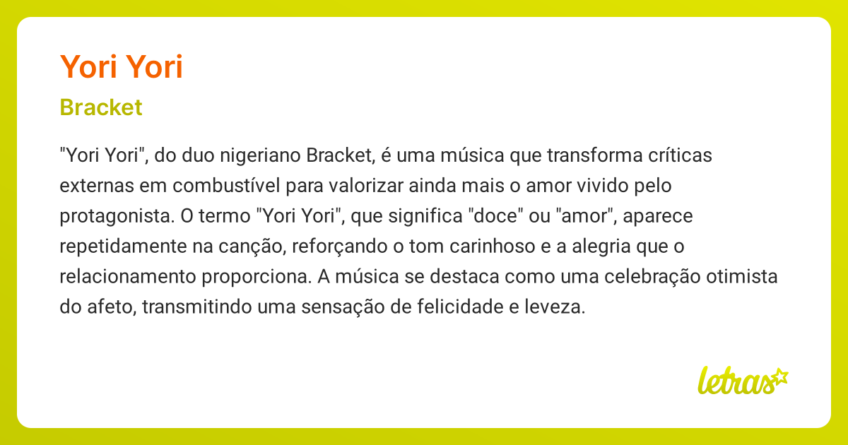 Significado da música YORI YORI (Bracket) - LETRAS.MUS.BR