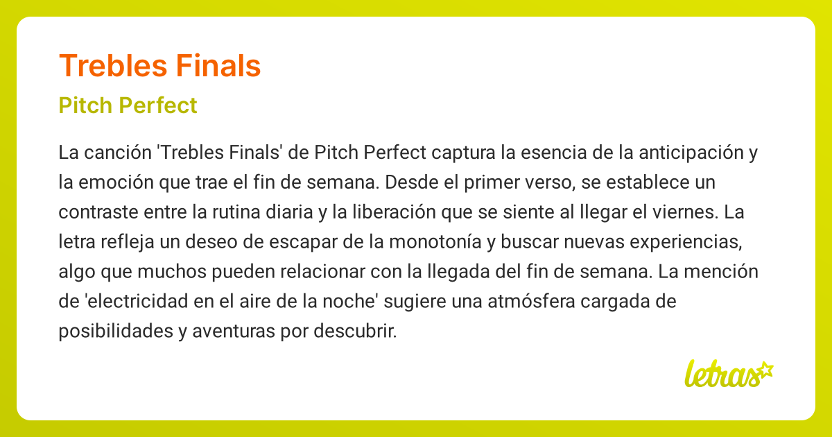 Significado de la canción TREBLES FINALS (Pitch Perfect) - LETRAS.COM