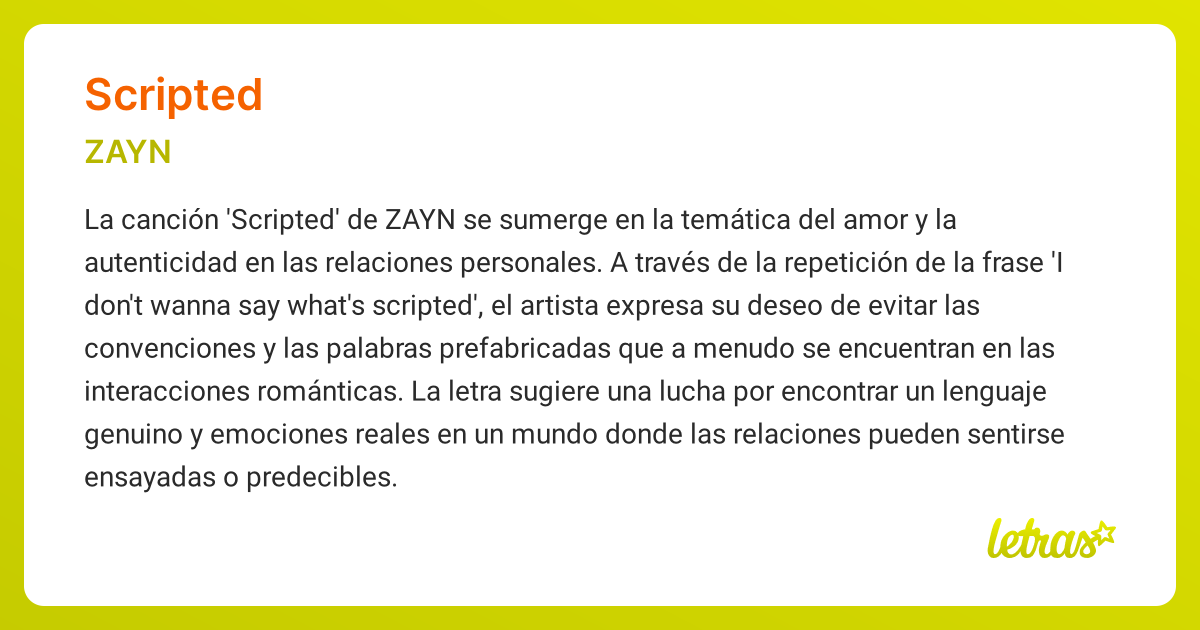 Significado de la canción SCRIPTED (ZAYN)