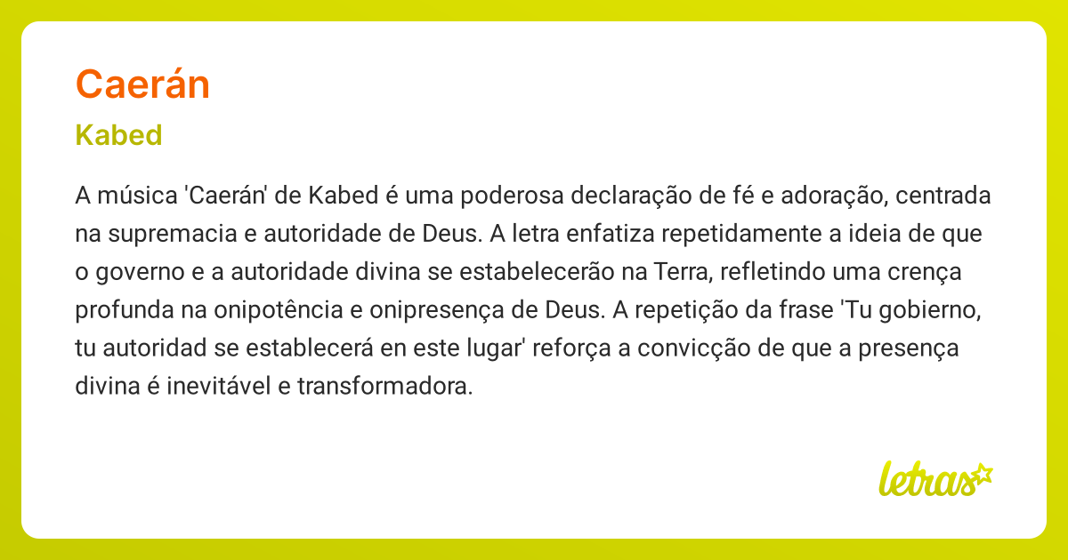 Significado da música CAERÁN (Kabed) - LETRAS.MUS.BR