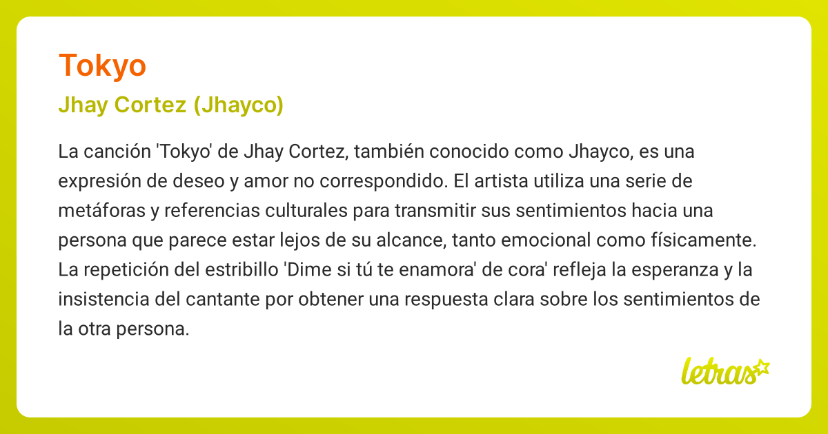 Significado de la canción TOKYO (Jhay Cortez (Jhayco)) - LETRAS.COM