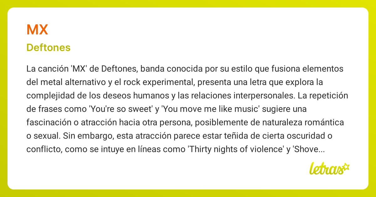 Significado de la canción MX (Deftones)