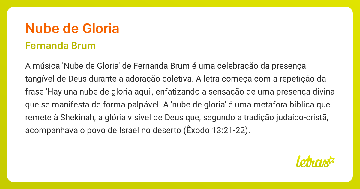 Significado da música NUBE DE GLORIA (Fernanda Brum) LETRAS.MUS.BR