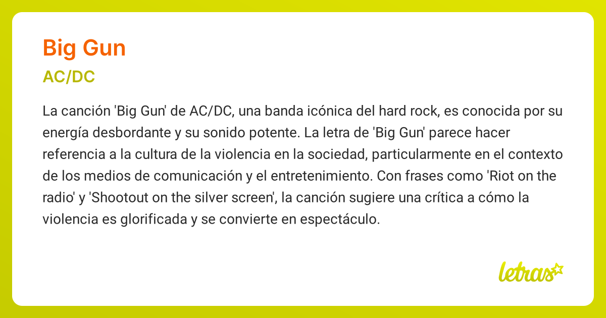 Significado de la canción BIG GUN (AC/DC) - LETRAS.COM