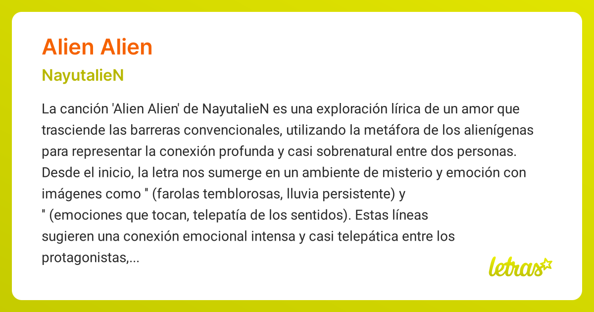Significado de la canción ALIEN ALIEN (NayutalieN) - LETRAS.COM