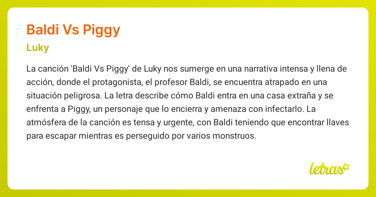 Significado de la canción BALDI VS PIGGY (Luky) - LETRAS.COM