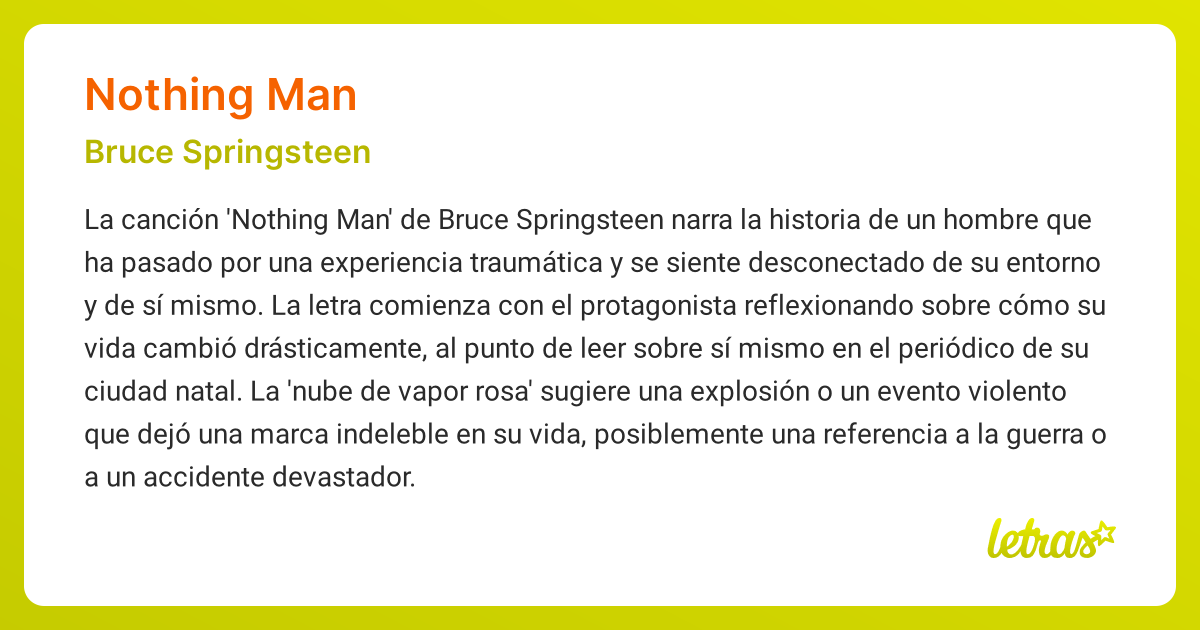 Significado de la canción NOTHING MAN (Bruce Springsteen) - LETRAS.COM