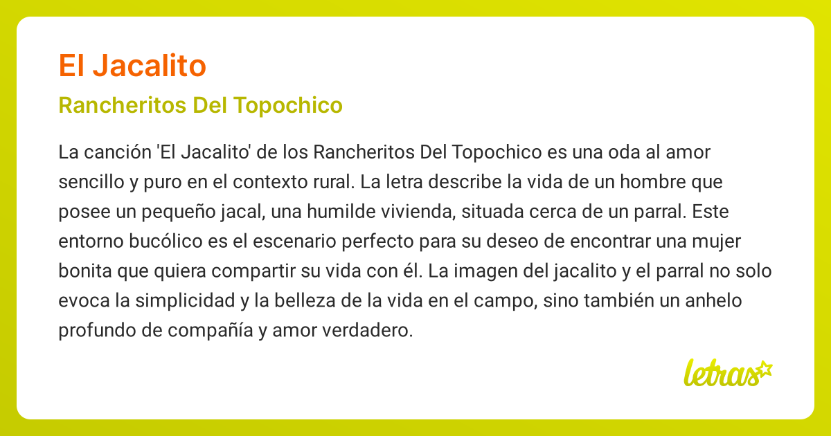 Significado de la canción EL JACALITO (Rancheritos Del Topochico ...