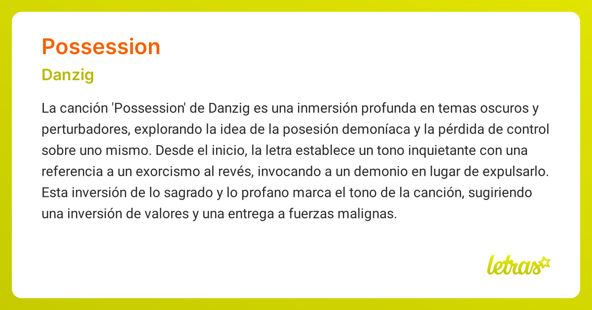 Significado de la canción POSSESSION (Danzig) - LETRAS.COM
