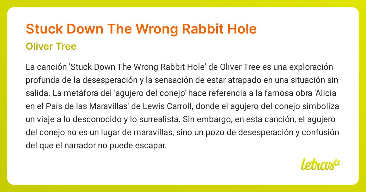 Significado de la canción Stuck Down The Wrong Rabbit Hole (Oliver Tree ...
