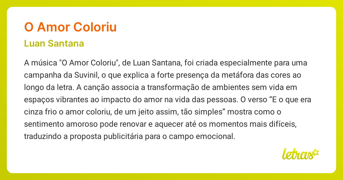 Significado da música O AMOR COLORIU (Luan Santana) - LETRAS.MUS.BR