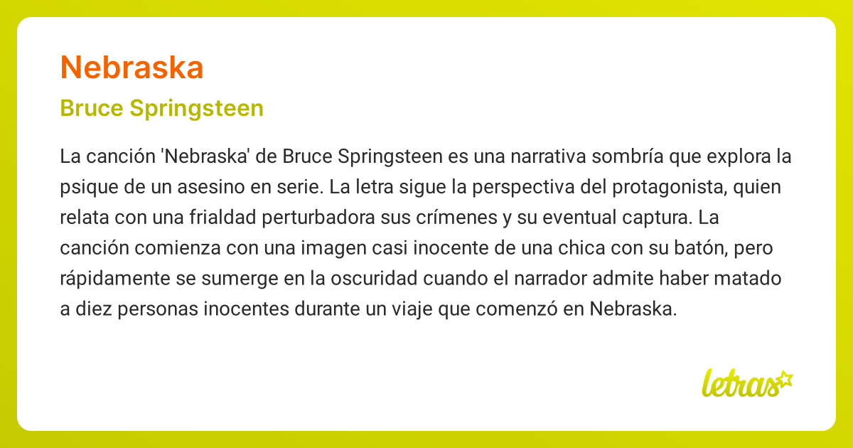 Significado de la canción NEBRASKA (Bruce Springsteen)