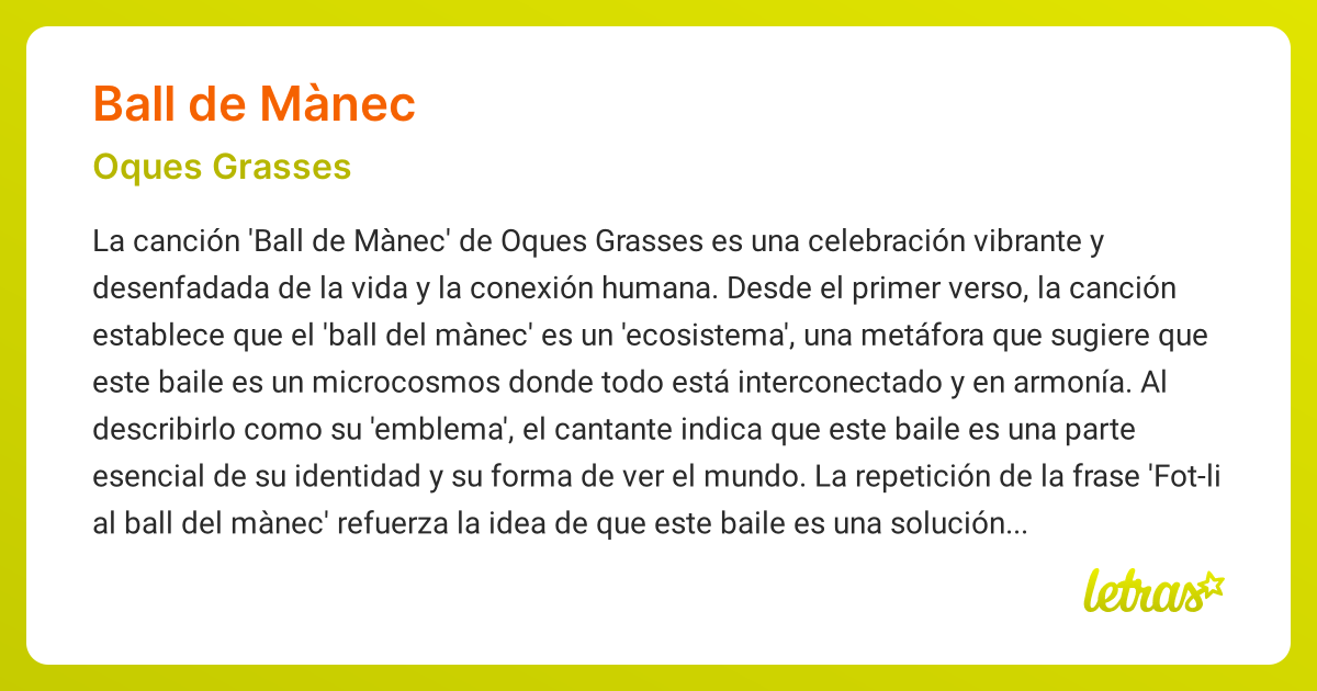 Significado de la canción BALL DE MÀNEC (Oques Grasses) - LETRAS.COM