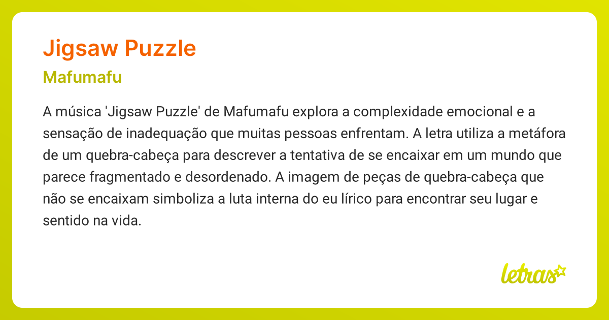 JIGSAW PUZZLE (SIGNIFICADO) Mafumafu