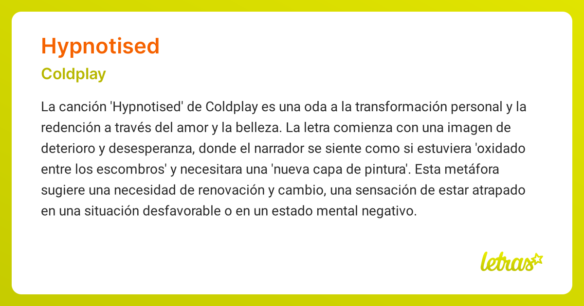 Significado de la canción HYPNOTISED (Coldplay)