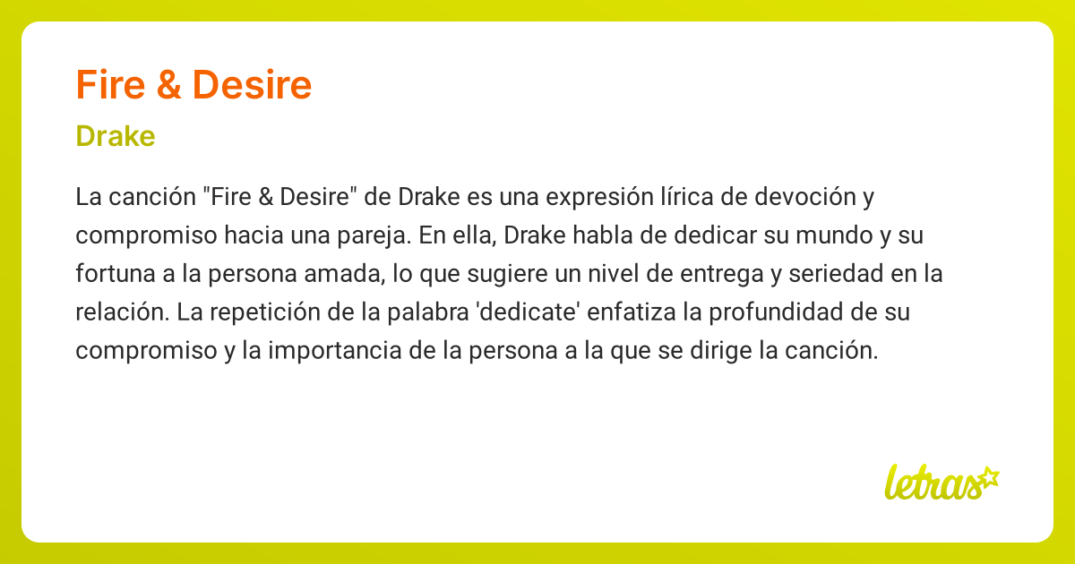 Significado de la canción FIRE & DESIRE (Drake) - LETRAS.COM