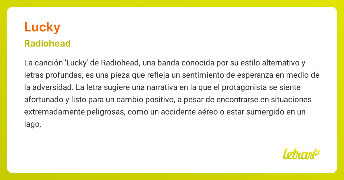 Significado de la canción LUCKY (Radiohead)