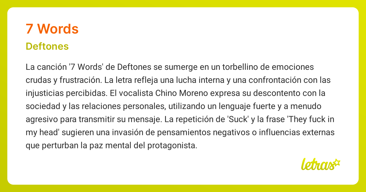 Significado de la canción 7 WORDS (Deftones)