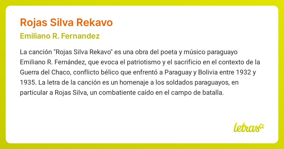 Significado de la canción ROJAS SILVA REKAVO (Emiliano R. Fernandez ...