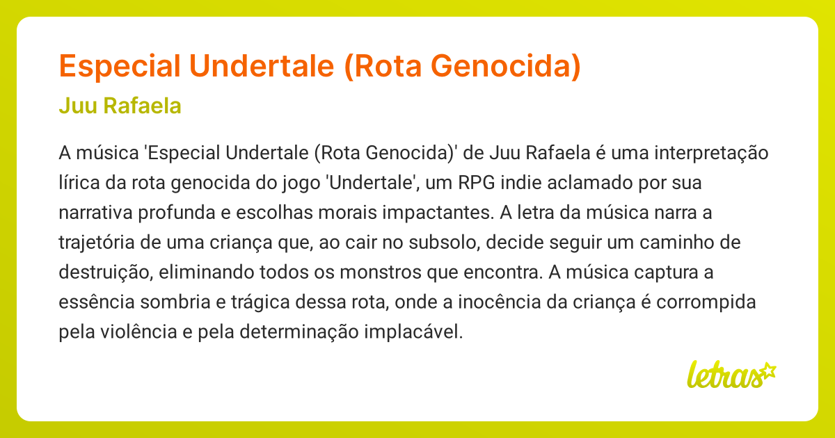 Juu Rafaela - Especial Undertale (rota Genocida) (significado) - Juu 