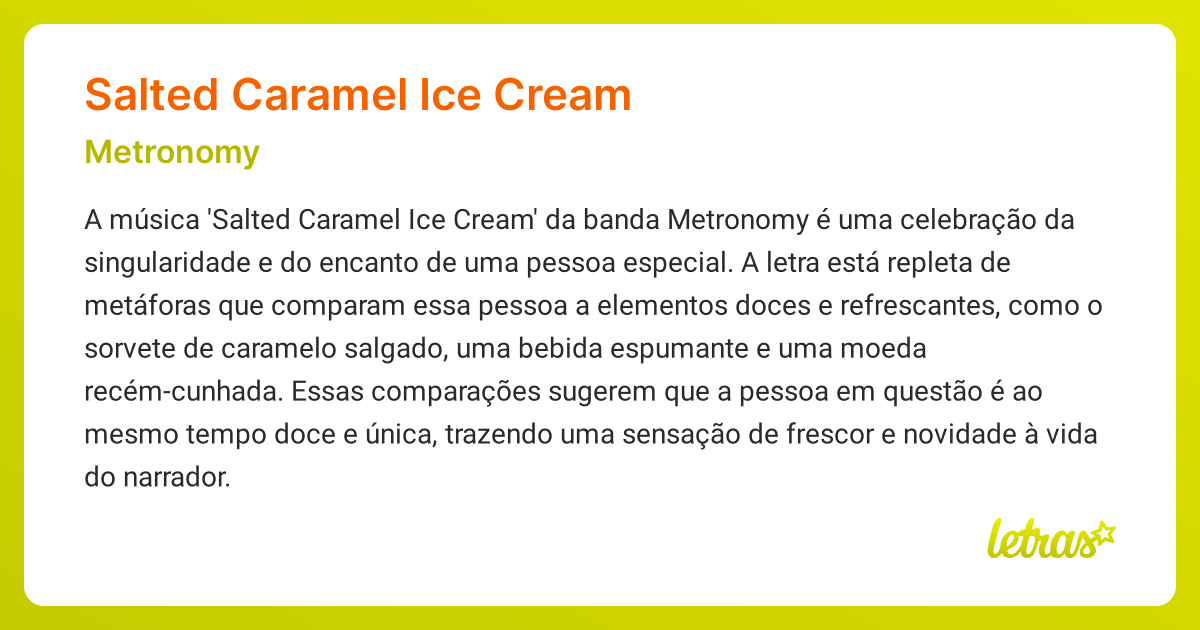Significado da música SALTED CARAMEL ICE CREAM (Metronomy) LETRAS.MUS.BR