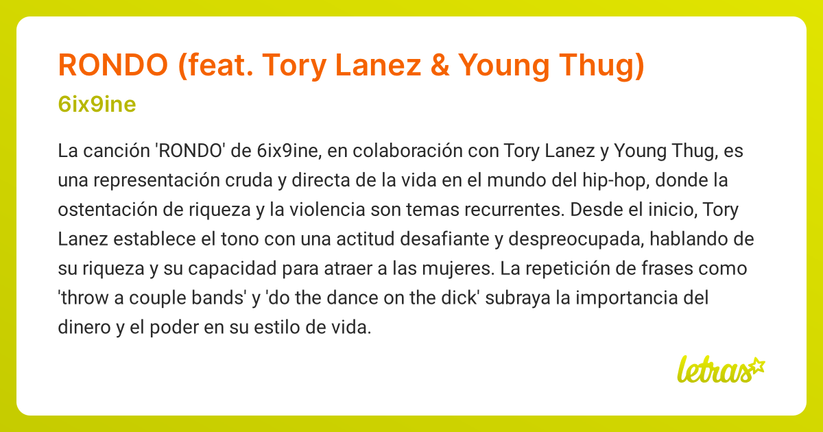 Significado de la canción RONDO (feat. Tory Lanez & Young Thug ...