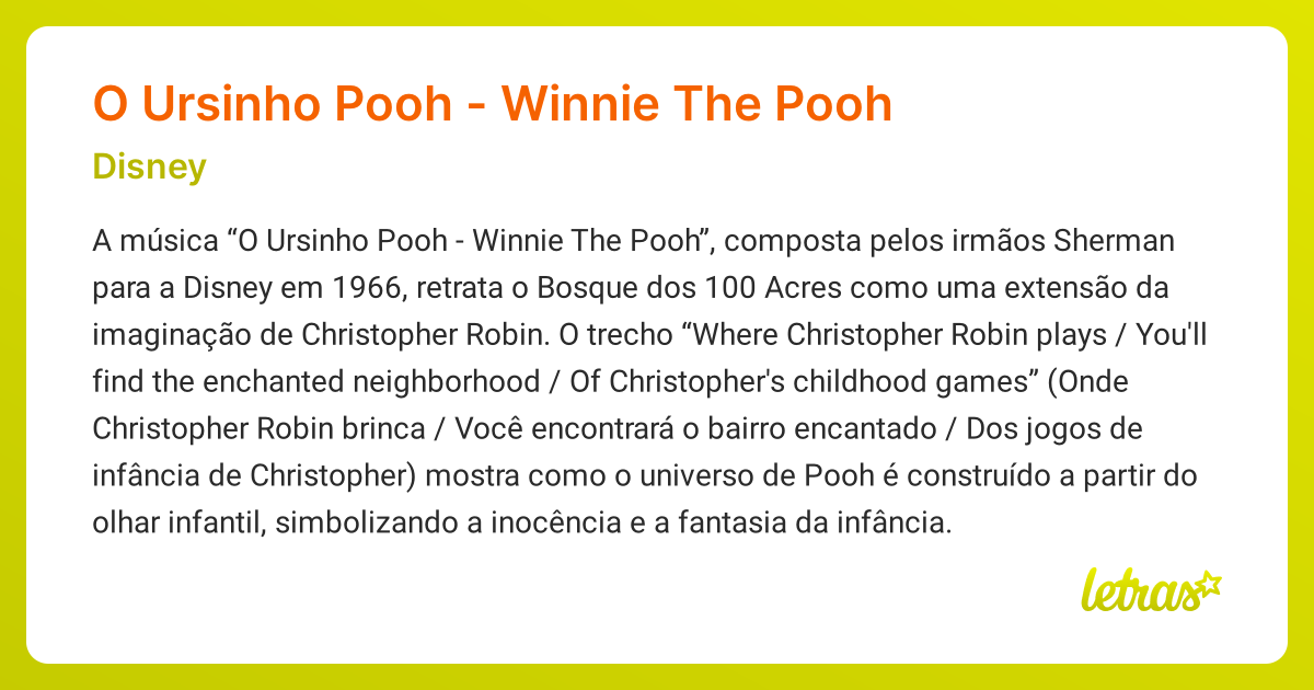 Significado da música O Ursinho Pooh - Winnie The Pooh (Disney ...