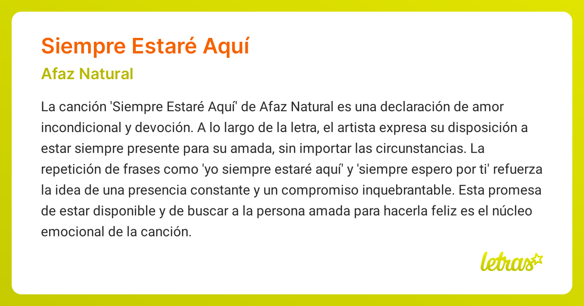 Significado de la canción SIEMPRE ESTARÉ AQUÍ (Afaz Natural) - LETRAS.COM